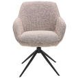 ARMLEHNSTUHL  Sitzfläche 360° drehbar, automatische Rückholfunktion Leinenoptik  - Schwarz/Braun, Design, Textil/Metall (64/84/61cm) - Novel