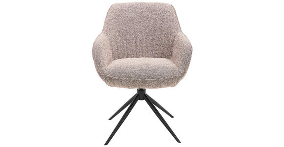 ARMLEHNSTUHL  Sitzfläche 360° drehbar, automatische Rückholfunktion Leinenoptik  - Schwarz/Braun, Design, Textil/Metall (64/84/61cm) - Novel