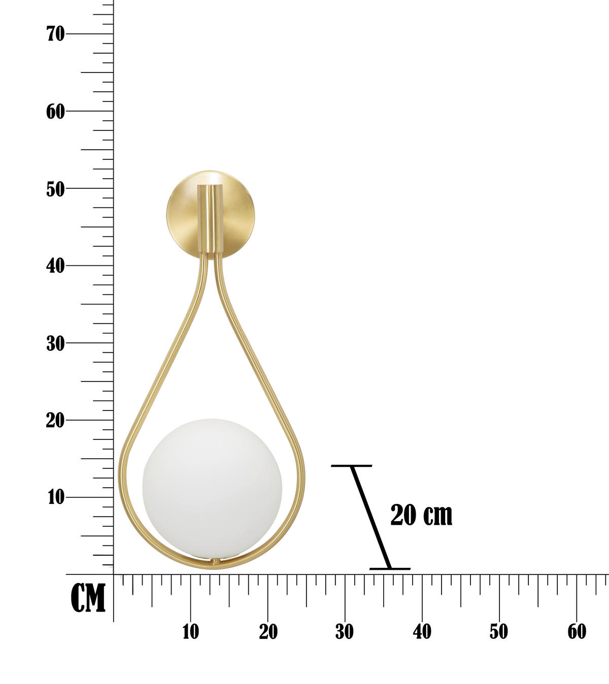 WANDLEUCHTE 24/20/52 cm  - Goldfarben/Weiß, Trend, Glas/Metall (24/20/52cm) - Mauro Ferretti