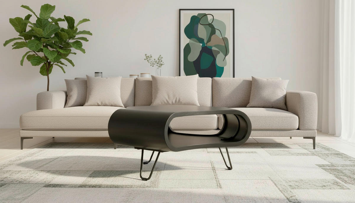 COUCHTISCH Akazie vollmassiv 95/95/39 cm dreieckig Schwarz  - Schwarz, Design, Holz/Metall (95/95/39cm) - Livetastic