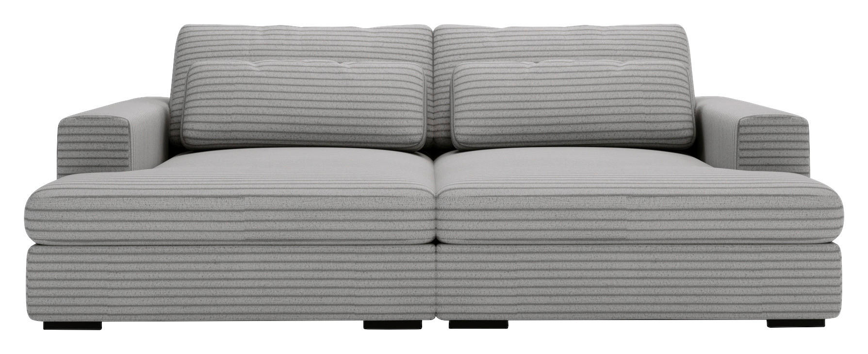 BIGSOFA Cord Grau  - Schwarz/Grau, Design, Textil (223/80/158cm) - home24