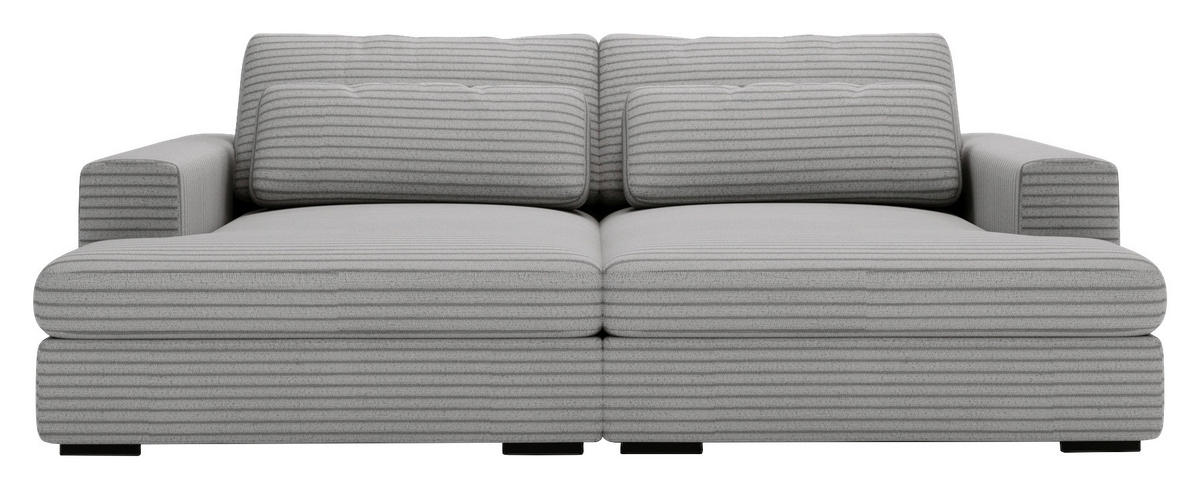 BIGSOFA Cord Grau  - Schwarz/Grau, Design, Textil (218/80/158cm) - home24