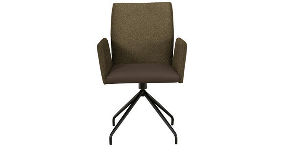 ARMLEHNSTUHL  , Typenauswahl, Sitzfläche 360° drehbar  , Webstoff, Mikrofaser  ,  - Schwarz/Braun, Design, Textil/Metall (60/91/60cm) - Moderano