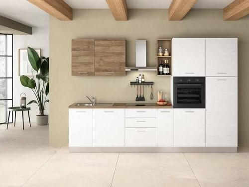 KÜCHENBLOCK 315 cm in Weiß, Eichefarben - Eichefarben/Magnolie, LIFESTYLE, Holzwerkstoff/Kunststoff (315cm) - MID.YOU