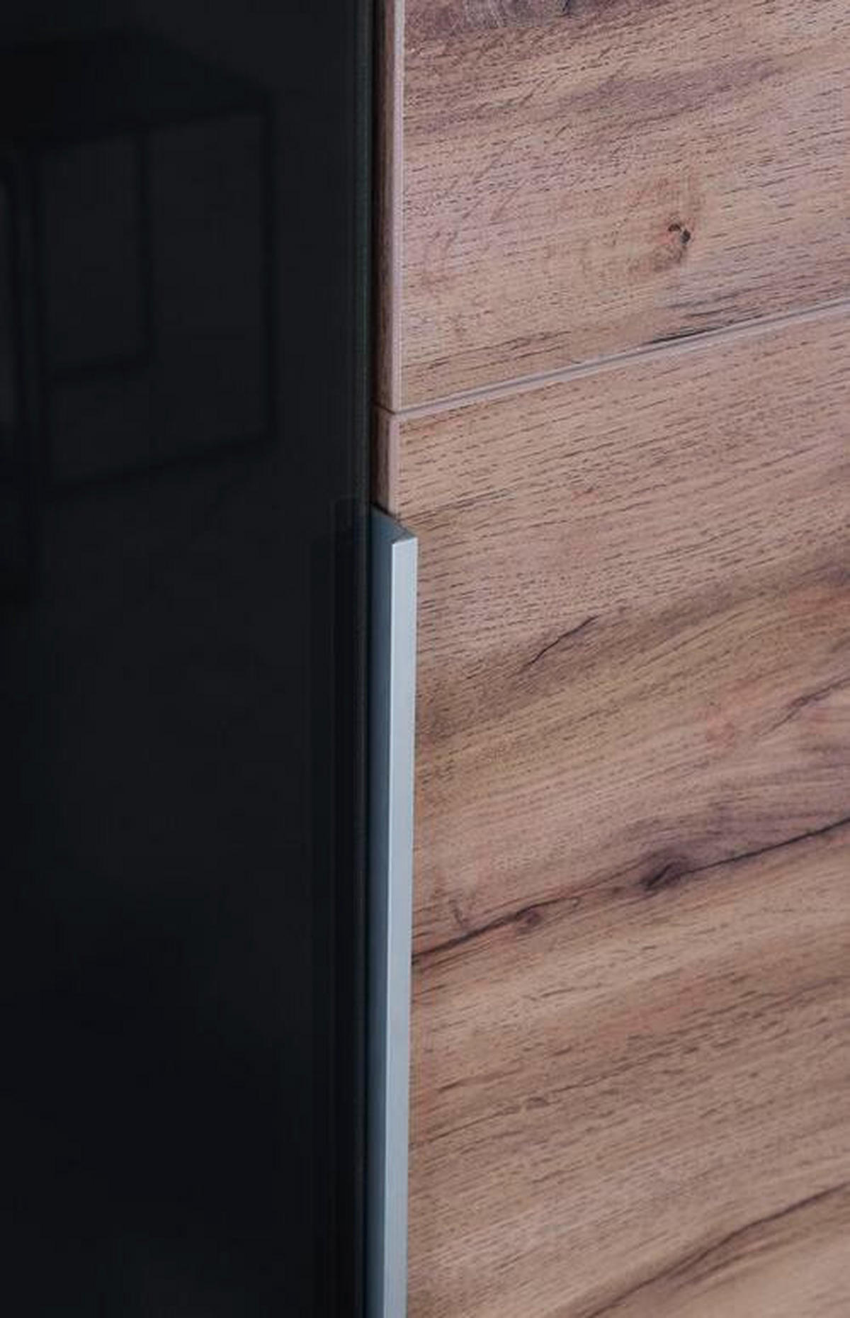 DULAP CU UȘI ROTATIVE  - stejar Artisan/culoare aluminiu, Modern, sticlă/metal (226/210/56cm) - Stylife