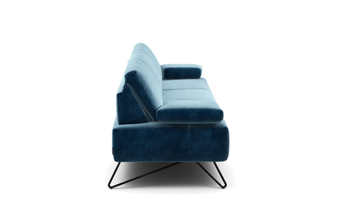 3-SITZER-SOFA Samt Blau  - Blau/Schwarz, Design, Textil/Metall (234-264/85/86-94cm) - SENSOO