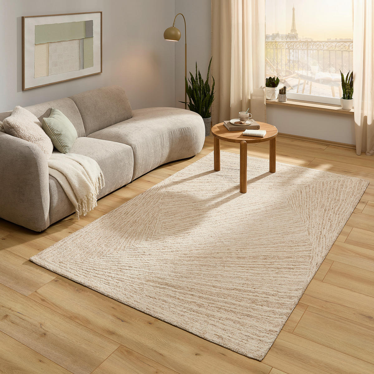 TUFTTEPPICH 160/230 cm Braun, Creme rechteckig  - Creme/Braun, Natur, Textil (160/230cm) - Novel
