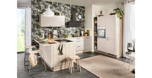 ECKKÜCHE  in Grau, Kaschmir, Tannenholzfarben  - Kaschmir/Tannenholzfarben, Design, Holzwerkstoff/Metall (121,6/280/150cm) - Xora