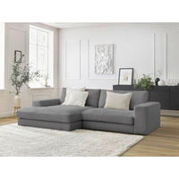 ECKSOFA  LEONARD Dunkelgrau Cord  - Dunkelgrau/Schwarz, MODERN, Kunststoff/Textil (159/274cm)