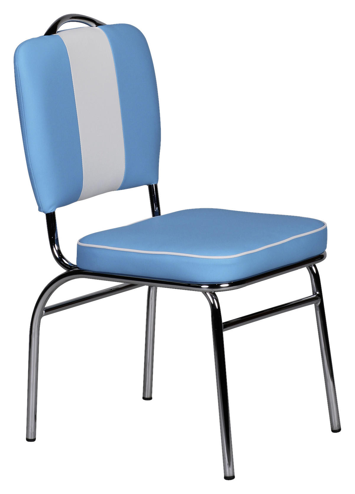 STUHL Blau, Weiß  - Blau/Silberfarben, MODERN, Kunststoff/Metall (47/90/45cm) - MID.YOU