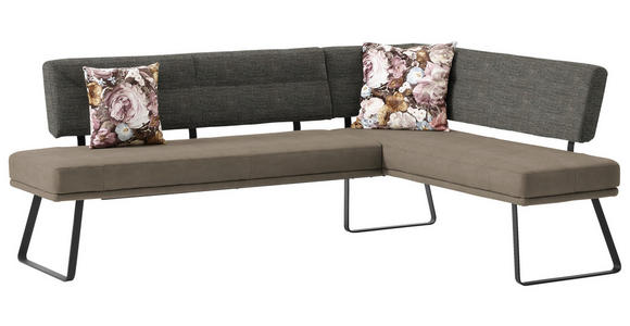 ECKBANK 225/169 cm in Schwarz, Sandfarben, Hellbraun - Sandfarben/Hellbraun, Design, Textil/Metall (225/169cm) - Dieter Knoll