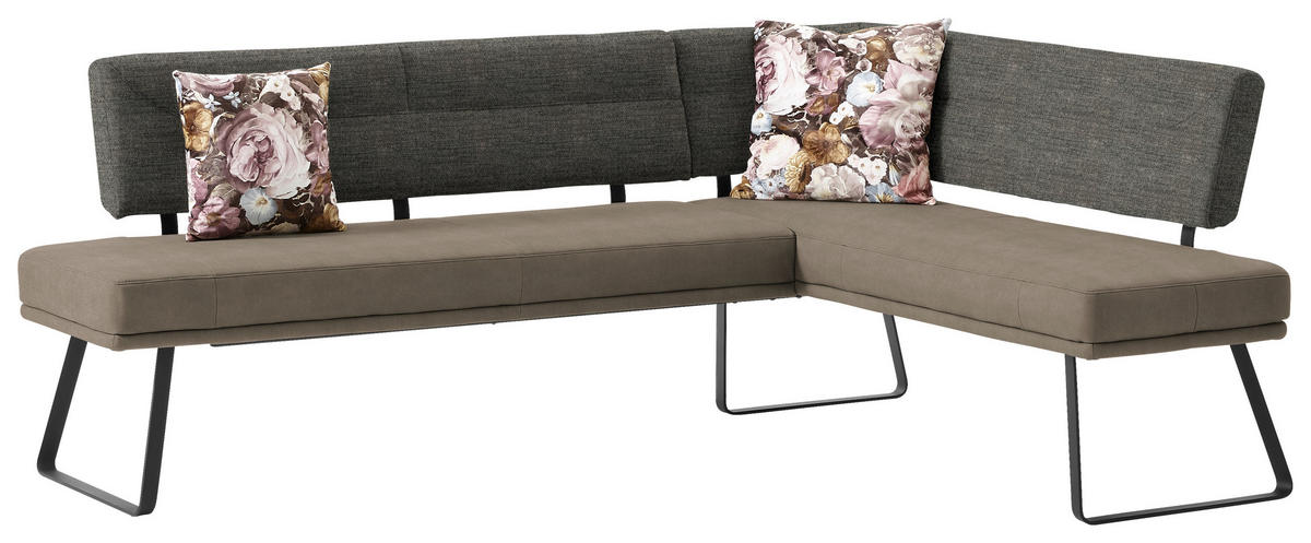 ECKBANK 225/169 cm  in Schwarz, Sandfarben, Hellbraun  - Sandfarben/Hellbraun, Design, Textil/Metall (225/169cm) - Dieter Knoll