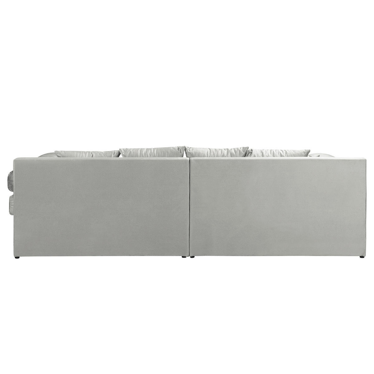 ECKSOFA Velours Hellgrau  - Hellgrau/Schwarz, Design, Kunststoff/Textil (243/284cm) - P & B