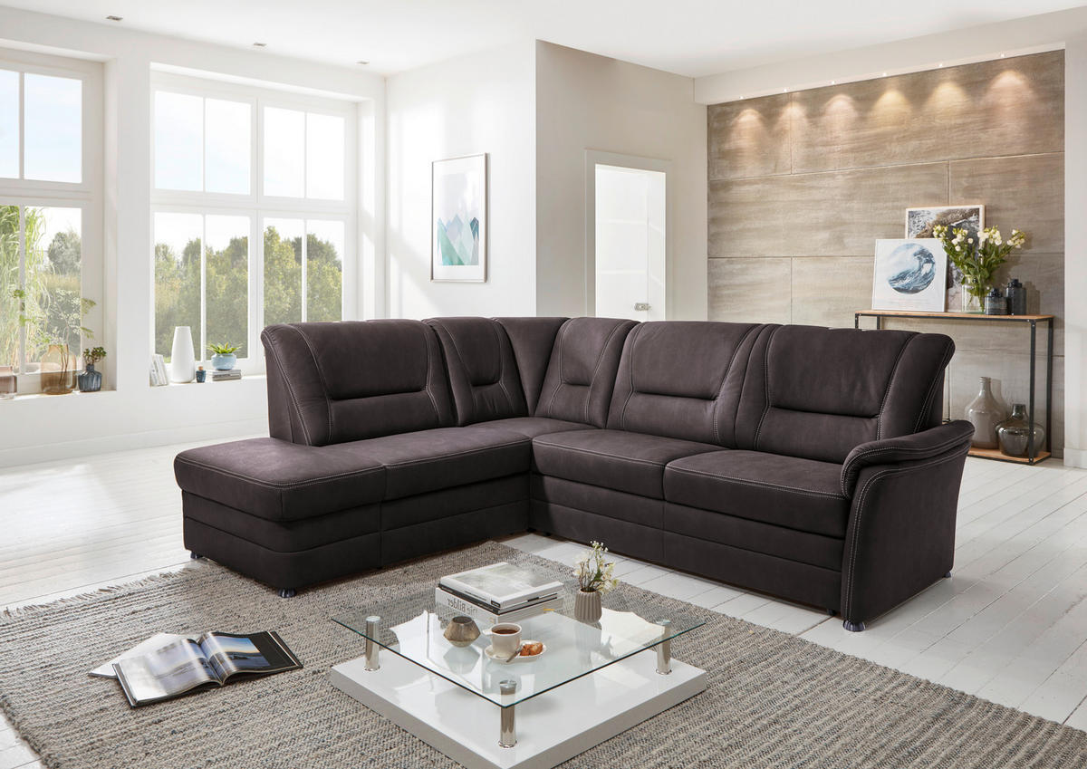 SEDEŽNA GARNITURA, mikrovlakna rjava  - bež/rjava, Konvencionalno, kovina/tekstil (218/96/259cm) - Beldomo Comfort