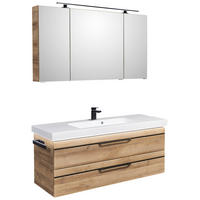 BADEZIMMER  in 123 cm  - Eichefarben/Schwarz, KONVENTIONELL, Glas/Holzwerkstoff (123cm) - Sadena