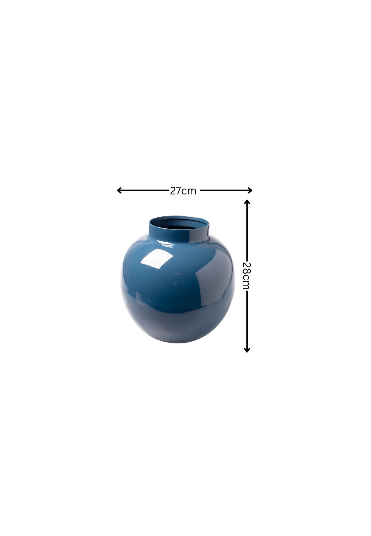 DEKOVASE  - Dunkelblau, Basics, Metall (28/27cm) - FYNCH-HATTON