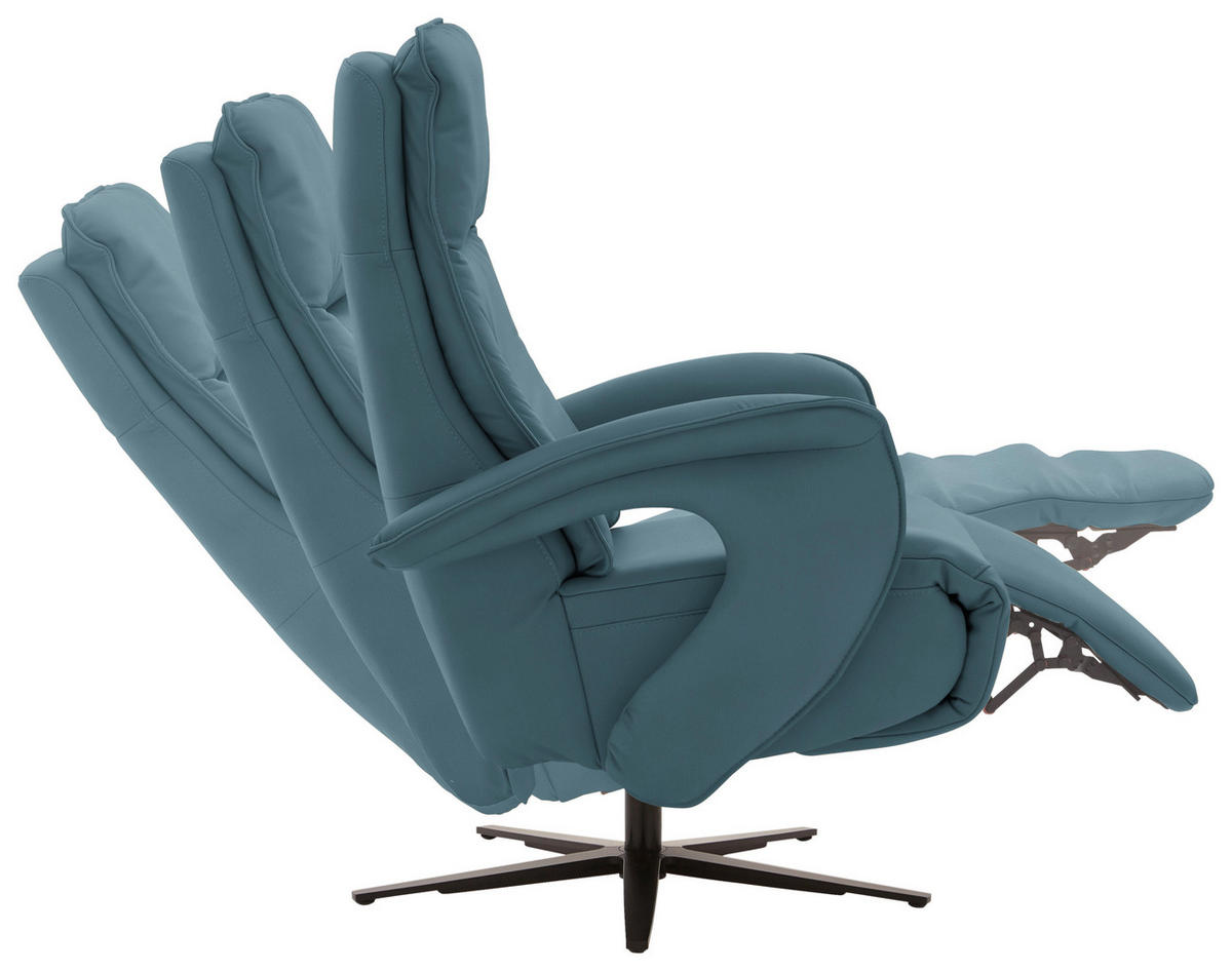RELAXSESSEL in Leder Blau  - Blau/Schwarz, Design, Leder/Metall (77/110/87cm) - Valdera