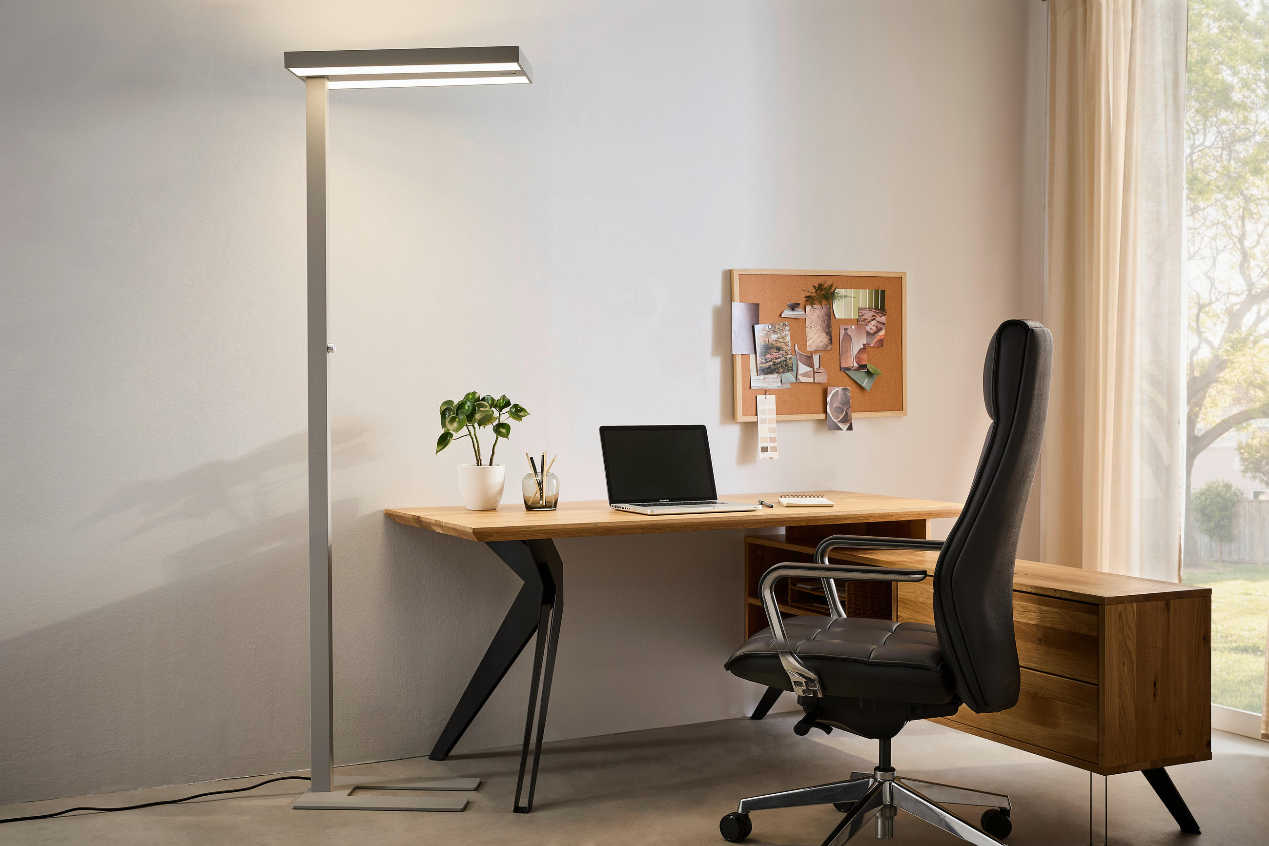 LED-OFFICE STEHLEUCHTE  61/195/28 cm   - Klar/Silberfarben, KONVENTIONELL, Kunststoff/Metall (61/195/28cm) - Novel