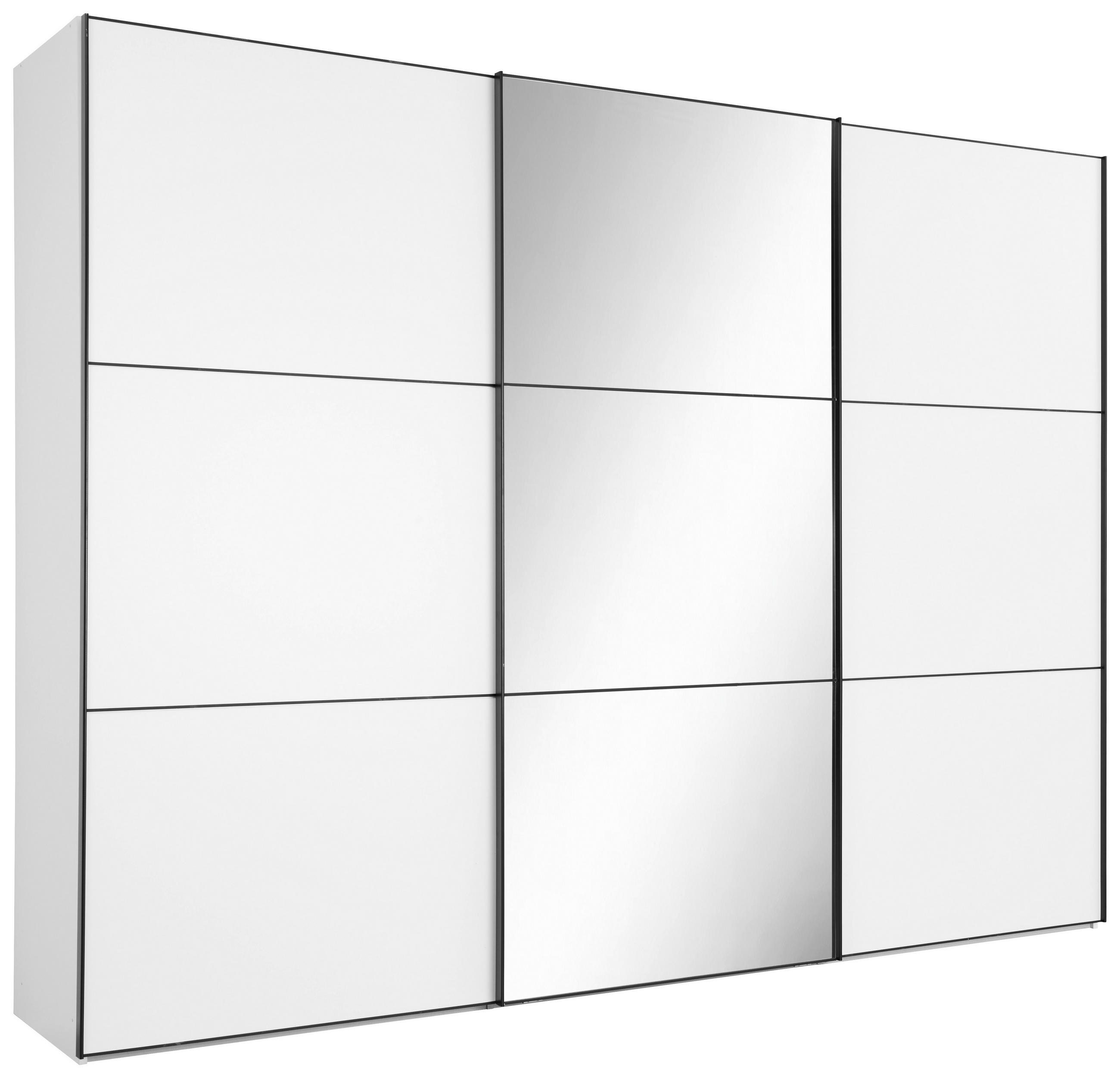 SCHWEBETÜRENSCHRANK in Weiss  - Weiss/Schwarz, Glas/Holzwerkstoff (280/222/68cm) - Moderano