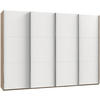 SCHWEBETÜRENSCHRANK 300/216,5/65 cm 4-türig Eichefarben, Weiß  - Chromfarben/Eichefarben, MODERN, Holzwerkstoff (300/216,5/65cm) - MID.YOU
