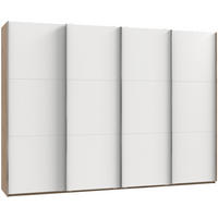 SCHWEBETÜRENSCHRANK in Eichefarben, Weiss  - Chromfarben/Weiss, Modern, Holzwerkstoff (300/216,5/65cm) - MID.YOU