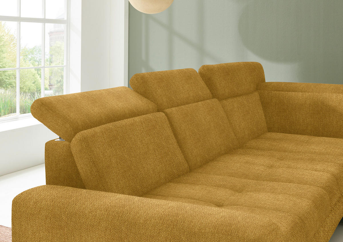 ECKSOFA Currygelb Chenille  - Currygelb/Schwarz, Design, Textil/Metall (310/220cm) - Beldomo Style