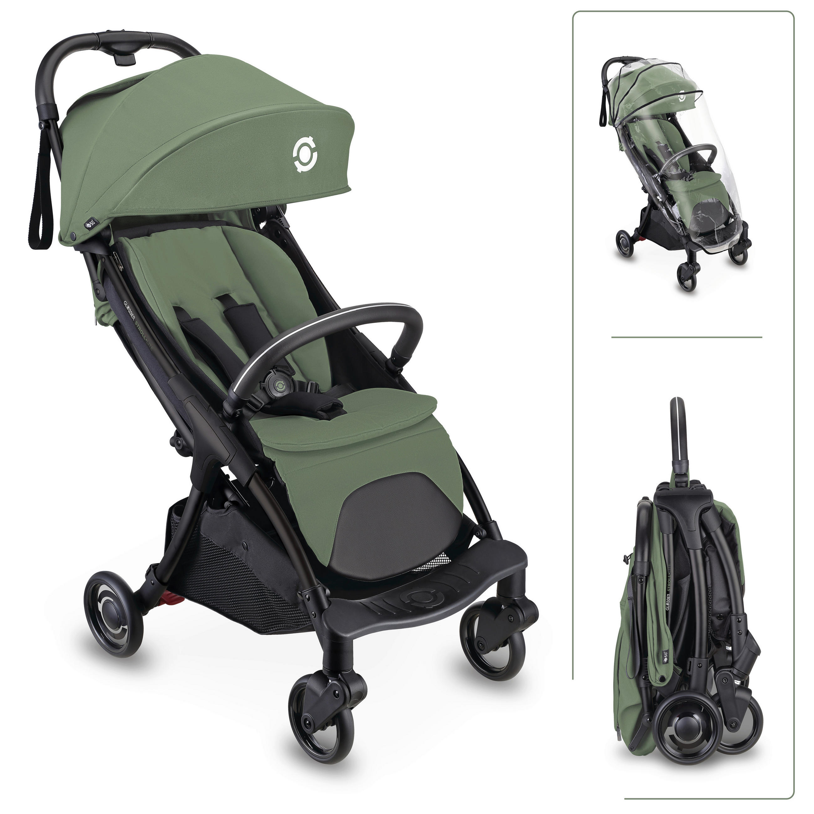 BUGGY STROLL LITE  - Schwarz/Olivgrün, Basics, Textil/Metall (70/46/103cm) - GLOBBER