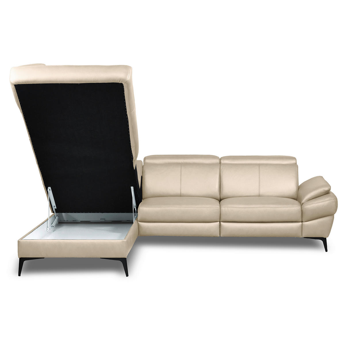 ECKSOFA  in Lederlook Echtleder Grau  211/264 cm  - Schwarz/Grau, Design, Leder/Textil (211/264cm) - Livetastic