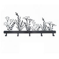 LIŠTA S HÁČKY - černá, Basics, kov (70/32/4,5cm) - Ambia Home