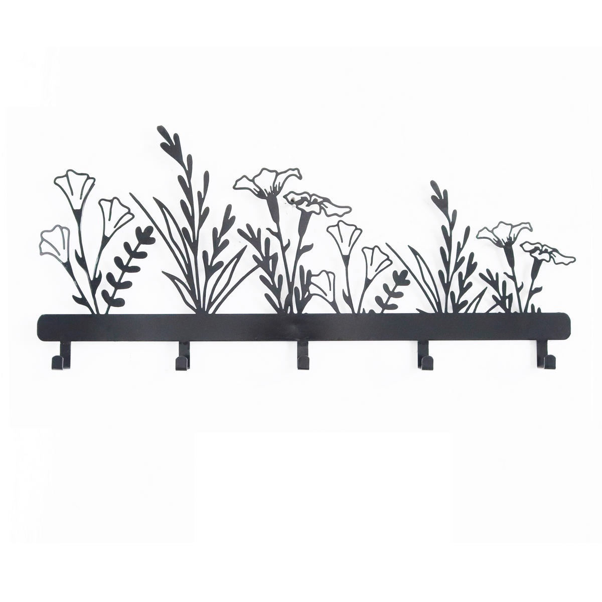 LIŠTA S HÁČKY - černá, Basics, kov (70/32/4,5cm) - Ambia Home