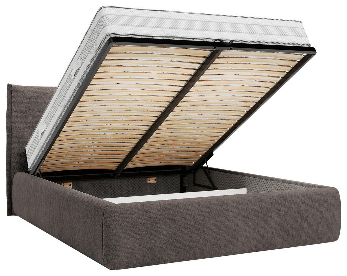 POLSTERBETT Lattenrost, Bettkasten 180/200 cm  in Braun  - Schwarz/Braun, MODERN, Holz/Kunststoff (180/200cm) - MID.YOU