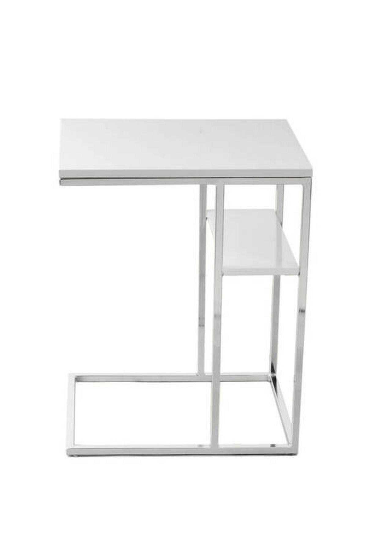 PRÍRUČNÝ STOLÍK, strieborná, biela - biela/strieborná, Design, kov (48/35/62cm)