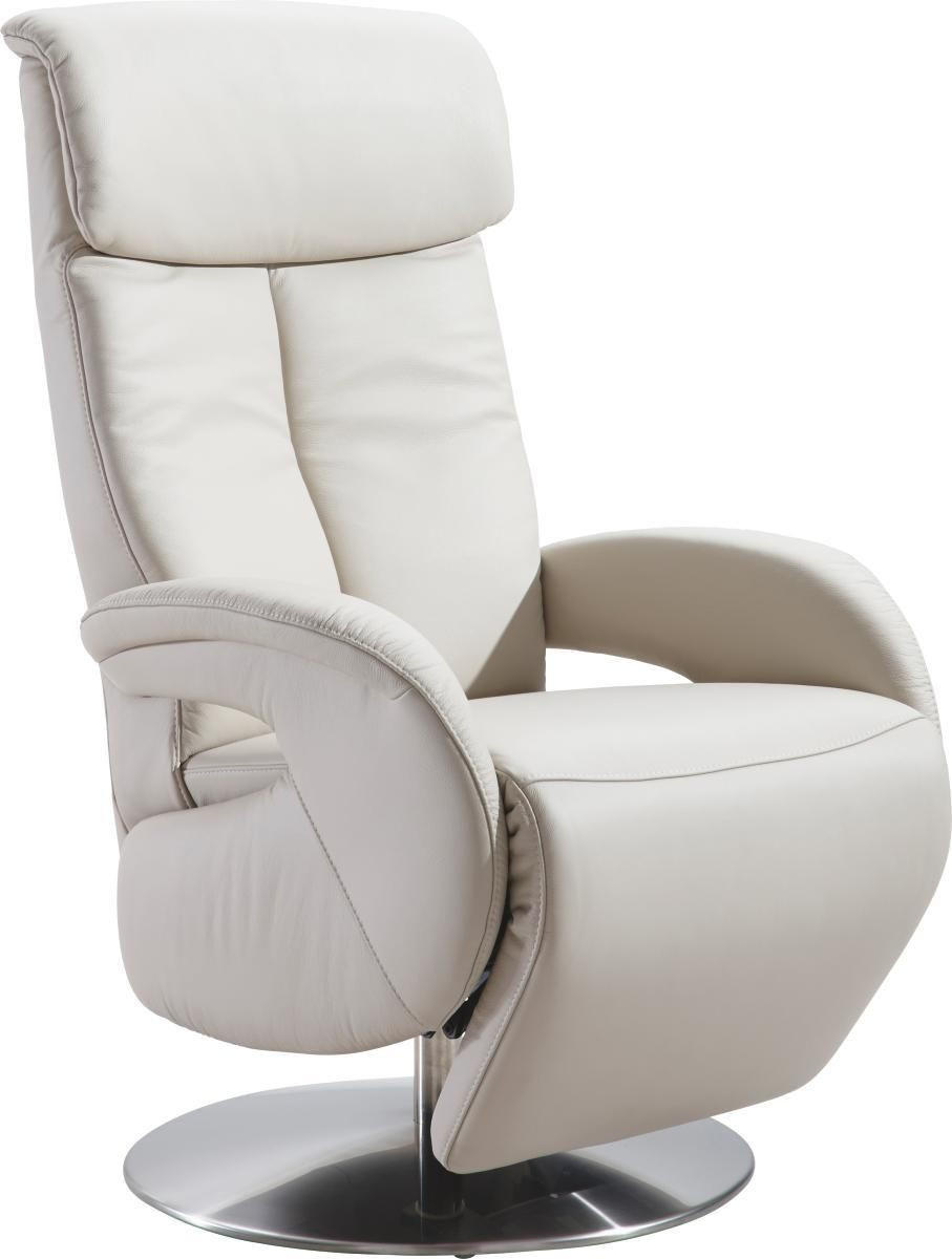 RELAXSESSEL Echtleder - Edelstahlfarben/Beige, KONVENTIONELL, Leder/Metall (70/114/80cm) - Cantus