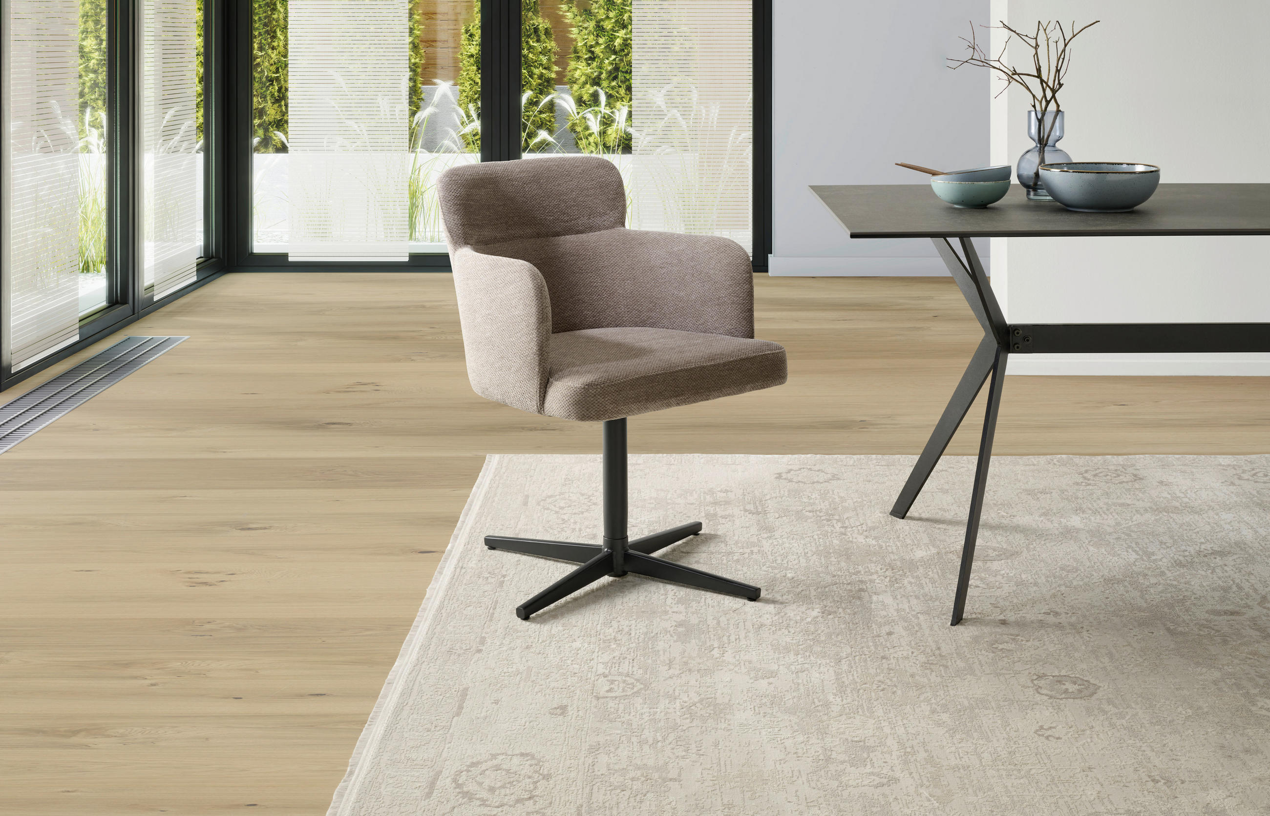 Thumbnail - Livetastic Armlehnstuhl, Braun, Holz, Metall, Textil, Pappel, Sperrholz, X-Form, 58.5x85x63 cm, Sitzfläche 360° drehbar,...