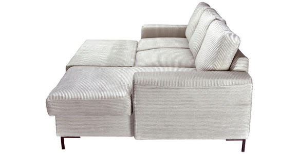 ECKSOFA Naturfarben Cord Rückenkissen, Bettkasten, Schlaffunktion, Rücken echt, Liegefläche im Originalstoff  - Schwarz/Naturfarben, KONVENTIONELL, Textil/Metall (240/150cm) - Carryhome