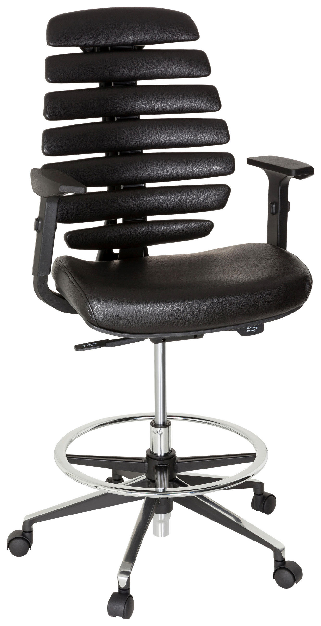 DREHSTUHL Lederlook Schwarz  - Alufarben/Schwarz, MODERN, Kunststoff/Textil (62/131/65cm) - MID.YOU