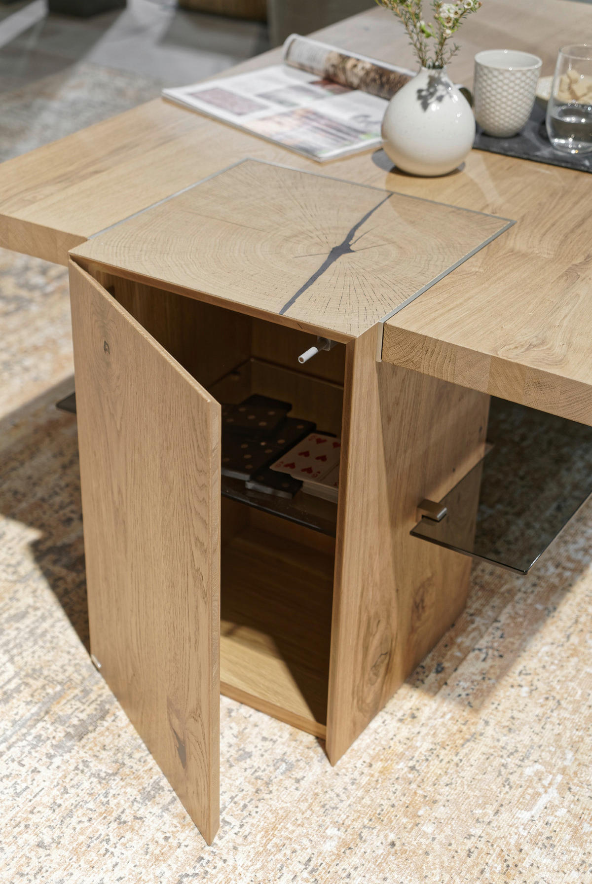 COUCHTISCH Altholz, Eiche furniert ESG, Parsolglas 123,8/75/50 cm rechteckig Grau, Eichefarben  - Eichefarben/Grau, Design, Glas/Holz (123,8/75/50cm) - Voglauer
