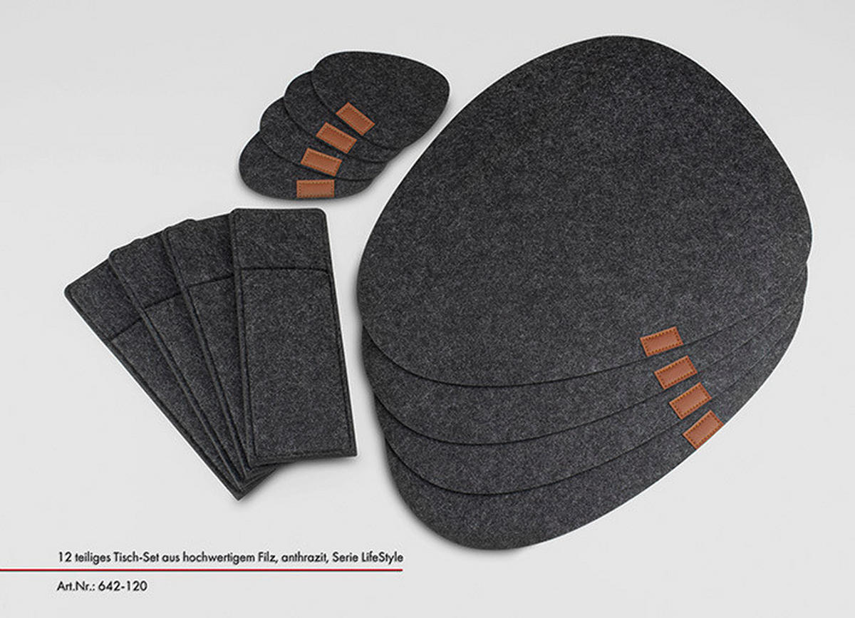 ÉTKEZŐALÁTÉT textil  - antracit, Lifestyle, textil (43,5/33/3,5cm) - Justinus