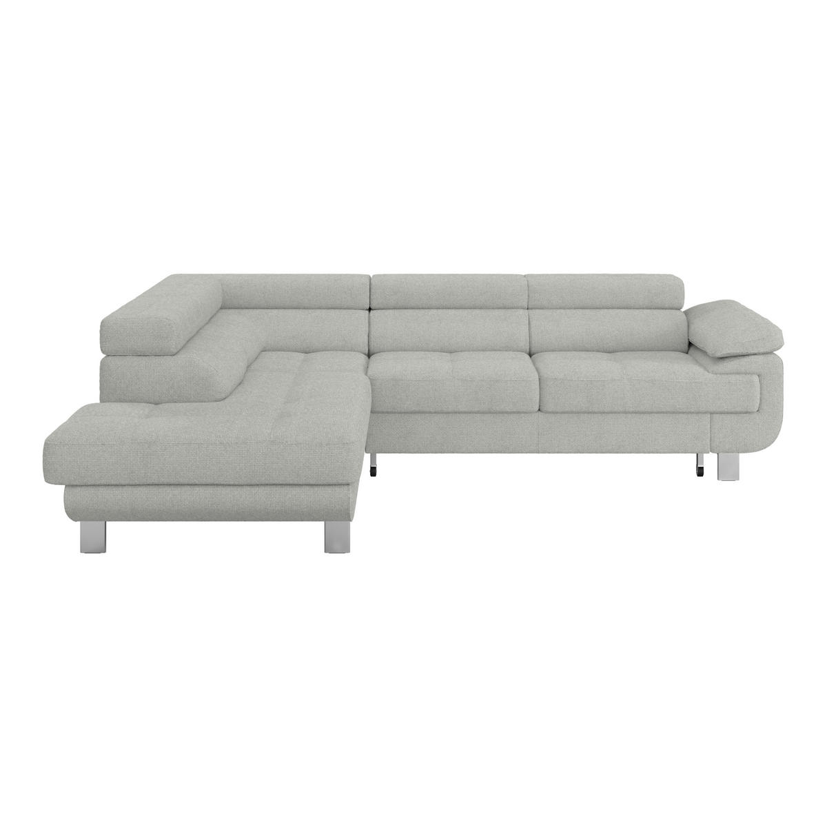 ECKSOFA in Drell Hellgrau  - Hellgrau, Modern, Textil/Metall (230/270cm) - MID.YOU
