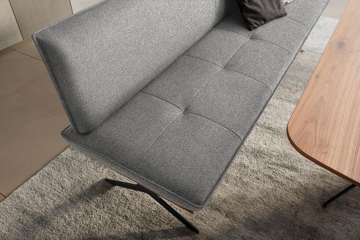 SITZBANK in Holz, Textil Schwarz, Nussbaumfarben, Ecru  - Ecru/Nussbaumfarben, Design, Holz/Textil (214/88/66cm) - Koinor