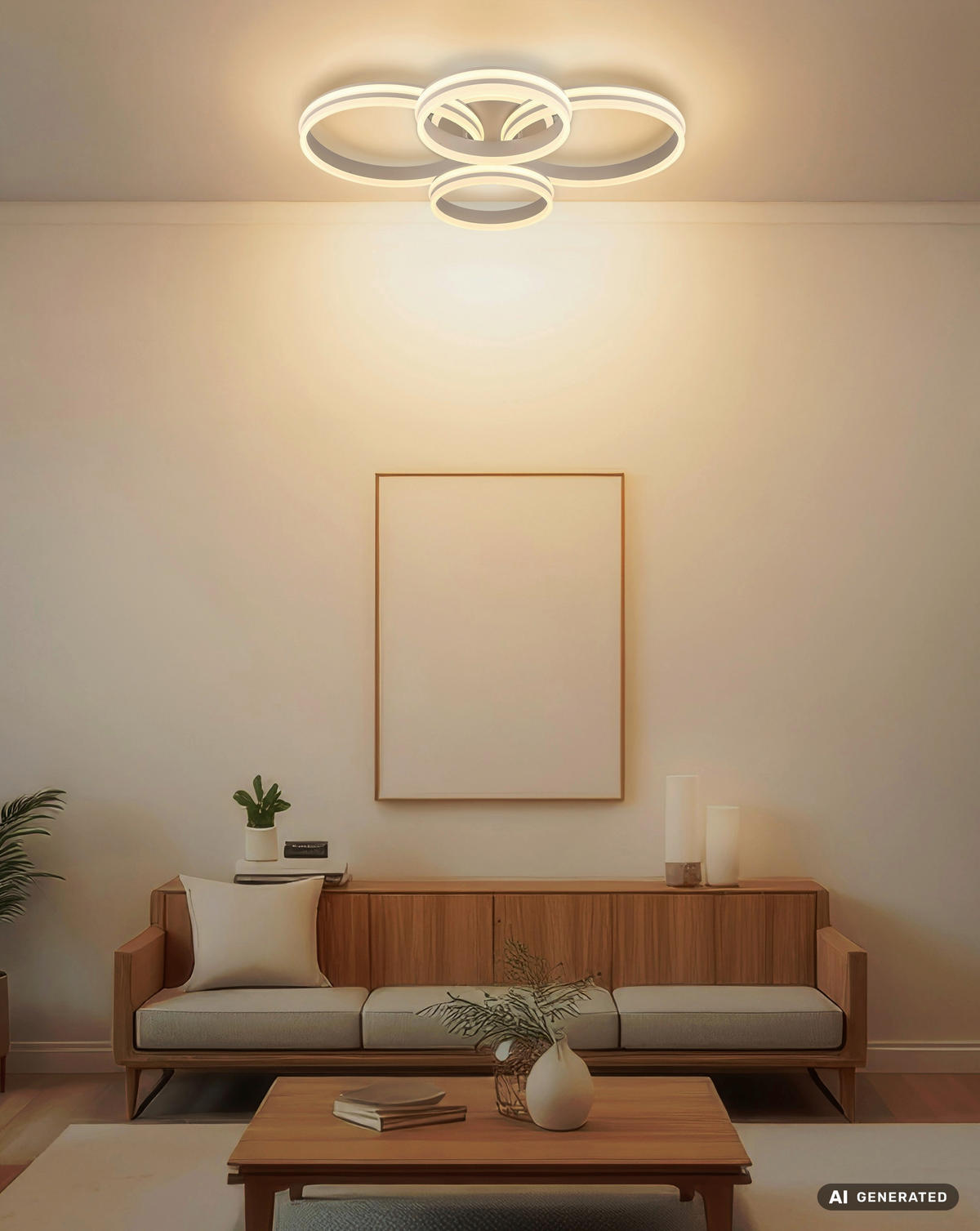LED-DECKENLEUCHTE Rubio 84,5/68/14 cm  - Sandfarben/Opal, Design, Kunststoff/Metall (84,5/68/14cm) - Globo