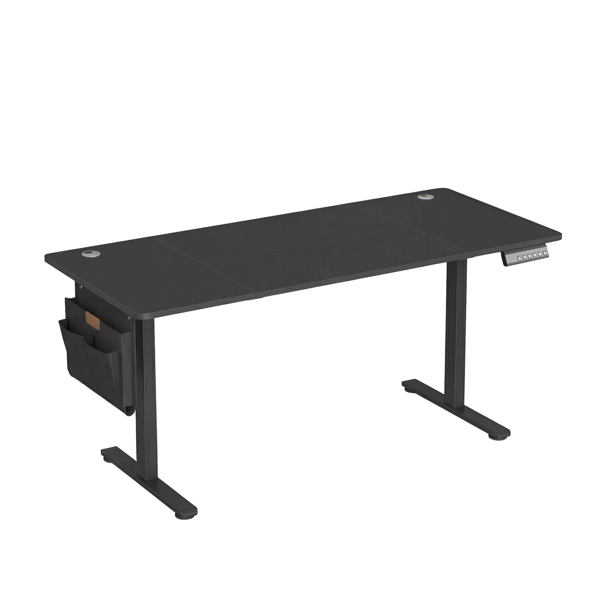 SCHREIBTISCH 160/60/72-120 cm Schwarz elektrisch höhenverstellbar  - Schwarz/Weiß, Basics, Holzwerkstoff/Metall (160/60/72-120cm) - Boxxx
