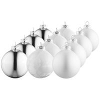 CHRISTBAUMKUGEL-SET 8 cm 12-teilig  - Silberfarben/Weiß, Basics, Glas (8cm) - X-Mas