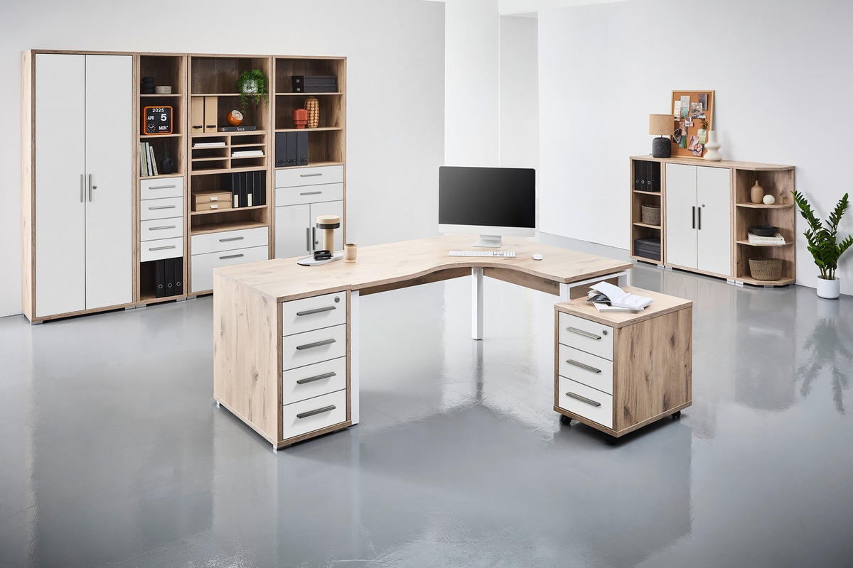AKTENREGAL 79,7/210,4/39,5 cm  - Weiss/Silberfarben, Konventionell, Holzwerkstoff/Kunststoff (79,7/210,4/39,5cm) - Voleo