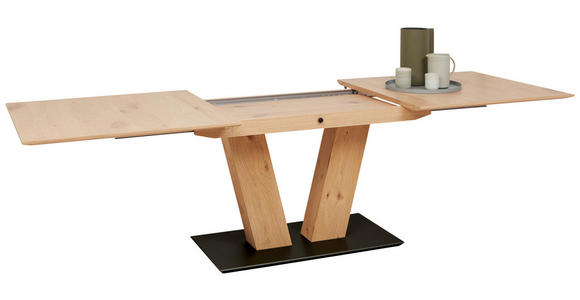 ESSTISCH in Holz, Holzwerkstoff 180-220/90/75 cm  - Eichefarben/Schwarz, Design, Holz/Holzwerkstoff (180-220/90/75cm) - Dieter Knoll