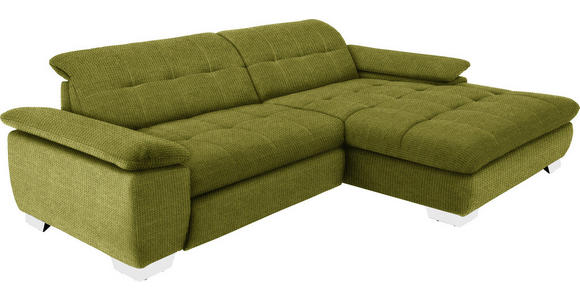 ECKSOFA in Mikrofaser Hellgrün  - Chromfarben/Hellgrün, Design, Textil/Metall (265/180cm) - Carryhome