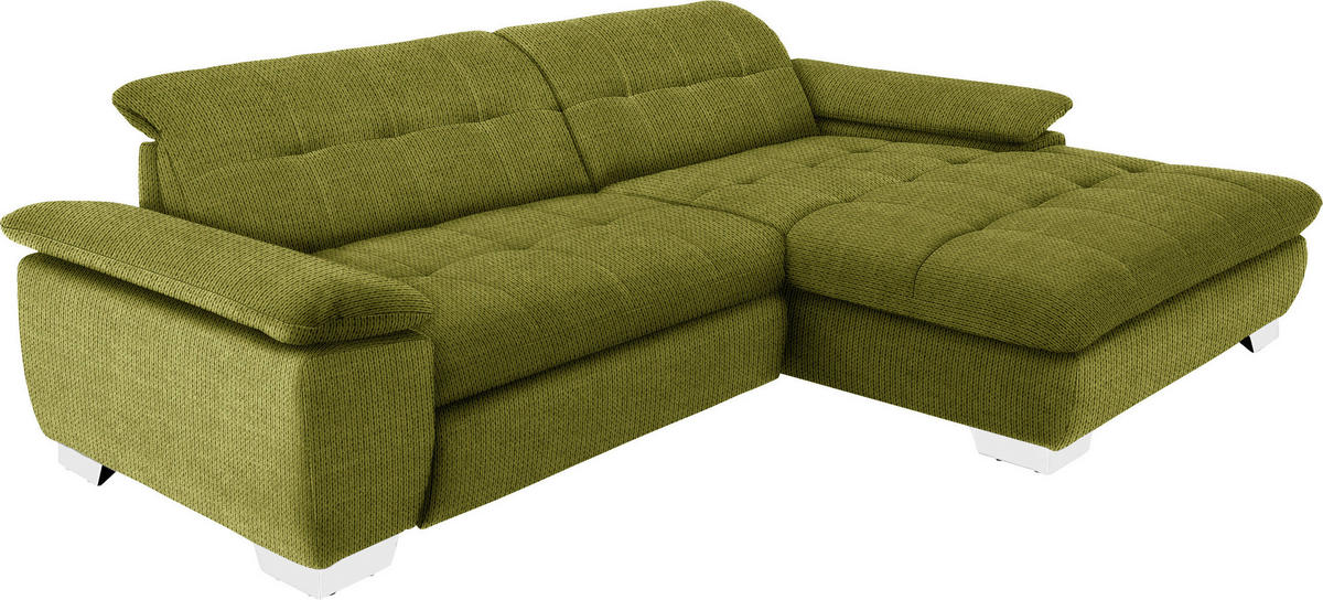 ECKSOFA in Mikrofaser Hellgrün  265/180 cm  - Chromfarben/Hellgrün, Design, Textil/Metall (265/180cm) - Carryhome