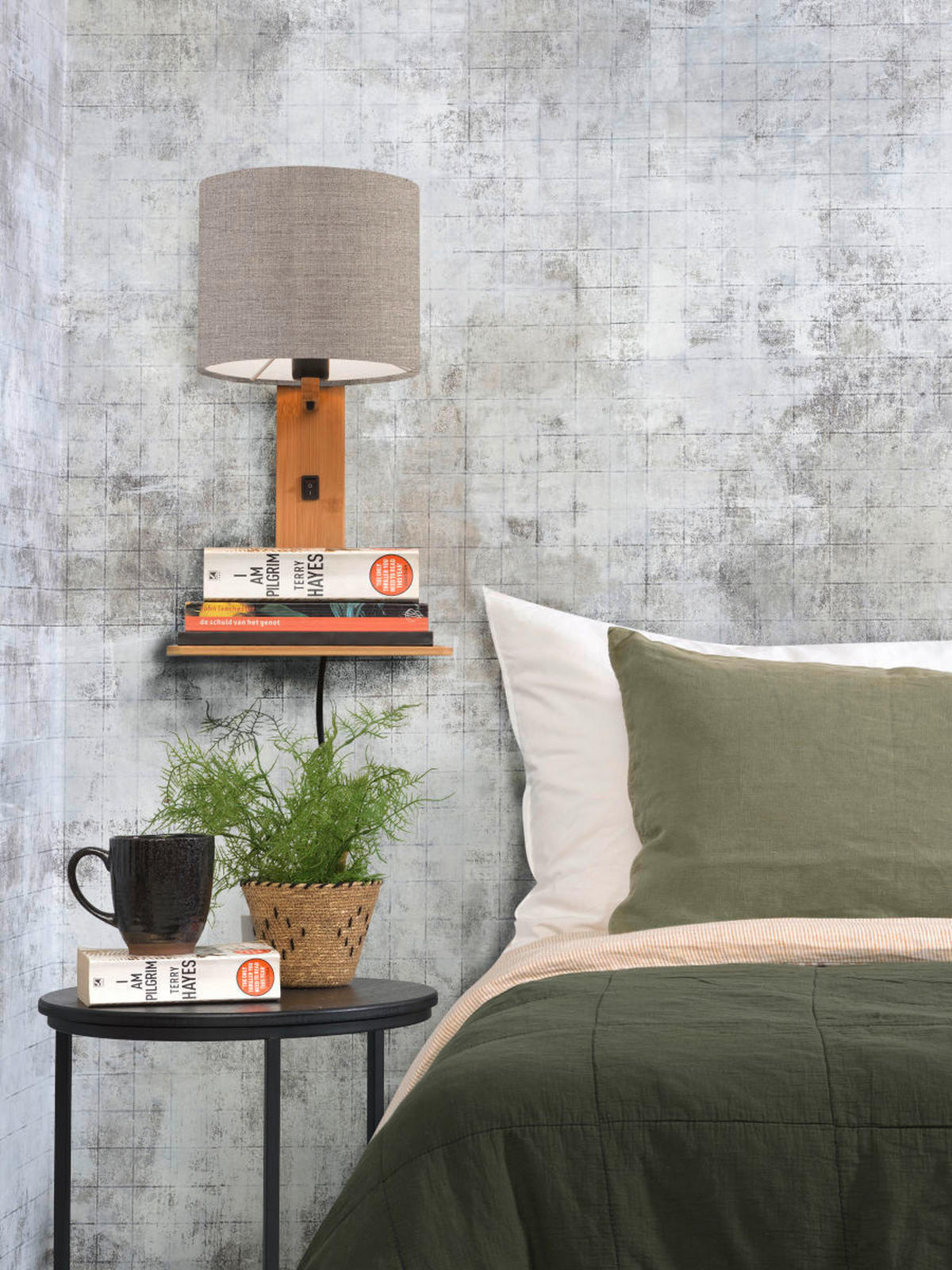 WANDLEUCHTE GOOD&MOJO  19/24/36 cm  - Naturfarben, Trend, Holz/Textil (19/24/36cm) - Good & Mojo