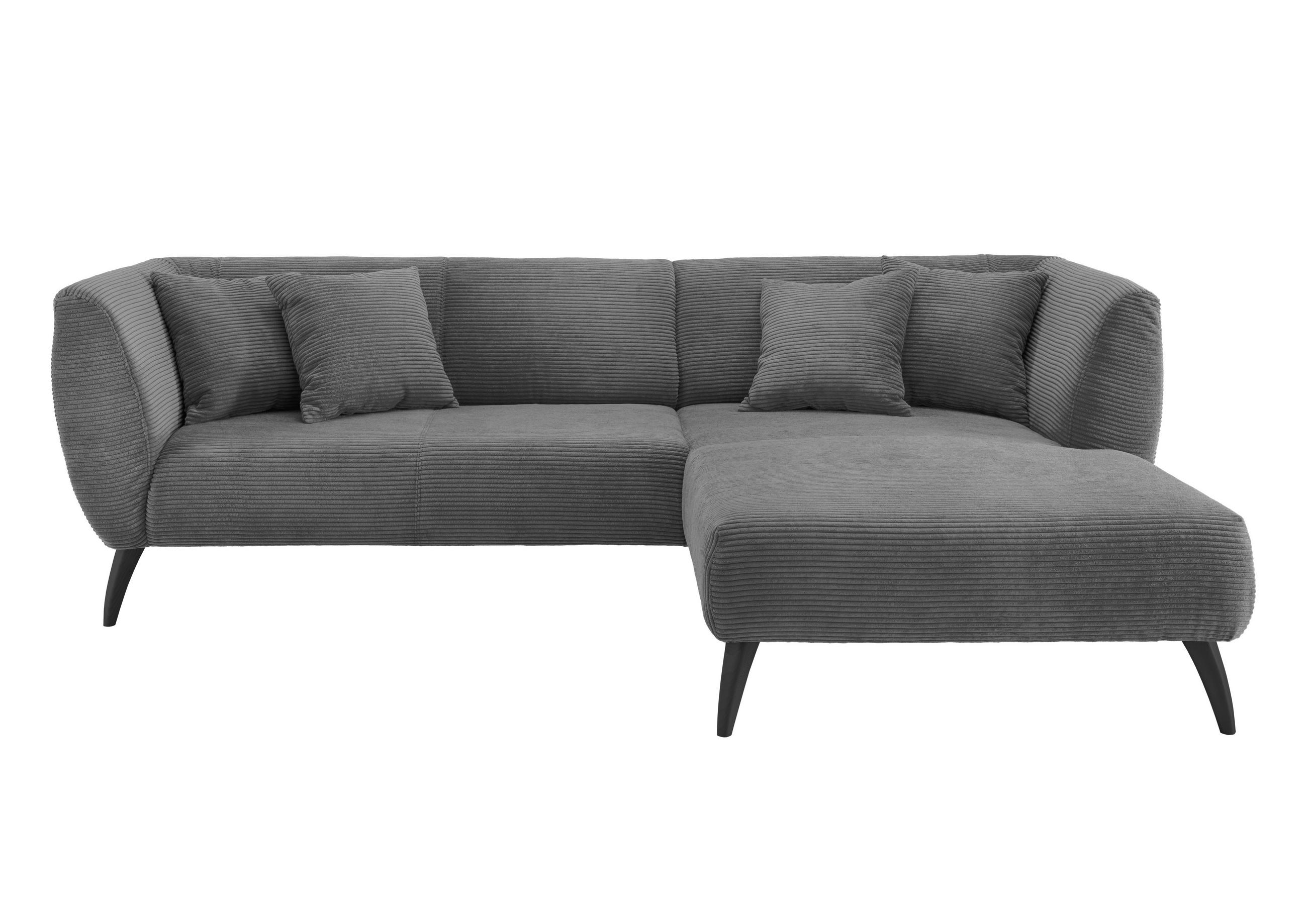 ECKSOFA Grau Cord  - Schwarz/Grau, MODERN, Holz/Textil (264/160cm) - MID.YOU