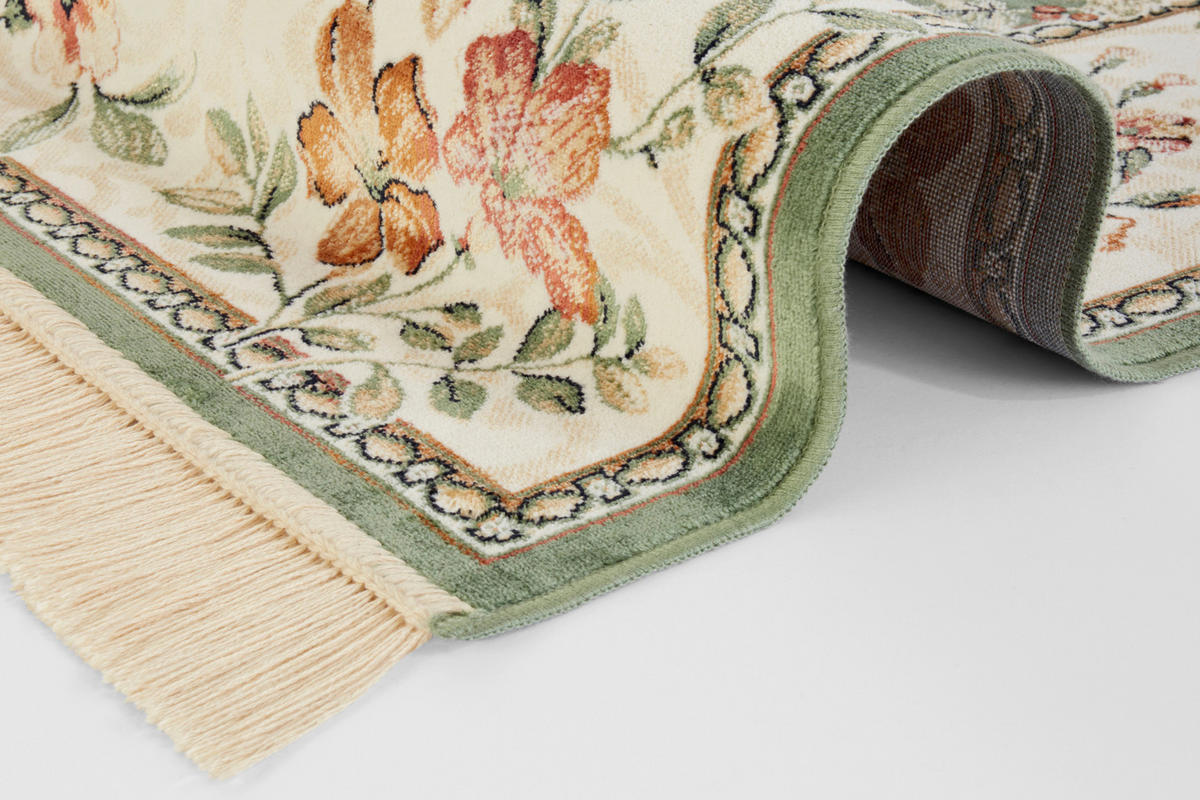 VINTAGE-TEPPICH 135/195 cm Naveh Creme, Hellgrün  - Creme/Hellgrün, Basics, Textil (135/195cm)